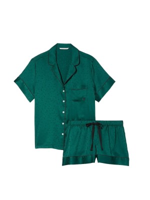 Атласна піжама Victoria's Secret Satin Short Pj set Black Ivy star