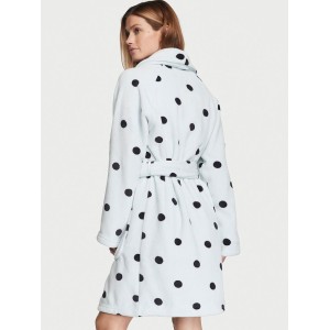 Плюшевий Халат Victoria Secret Logo Short Cozy Robe Blue& Black dot