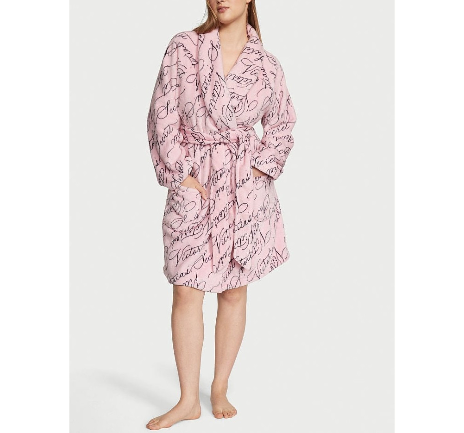 Плюшевий Халат Victoria's Secret Short Cozy Robe Pretty Blossom Script