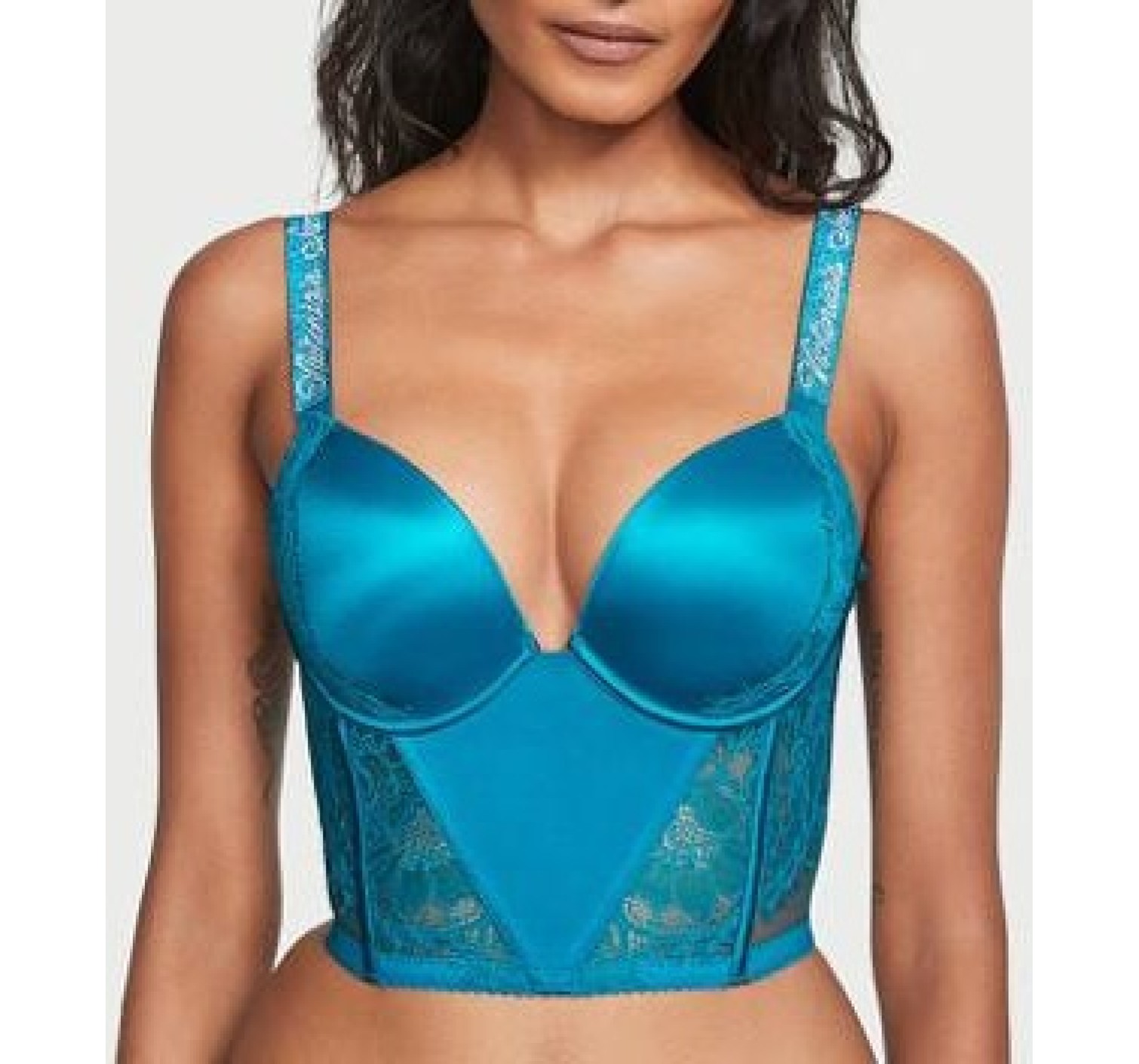 Комплект белья Very Sexy Shine Strap Lace Push-Up Corset Top Bra set Evening Tide