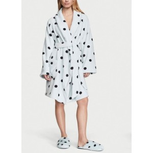 Плюшевий Халат Victoria Secret Logo Short Cozy Robe Blue& Black dot