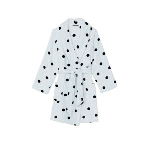 Плюшевий Халат Victoria Secret Logo Short Cozy Robe Blue& Black dot