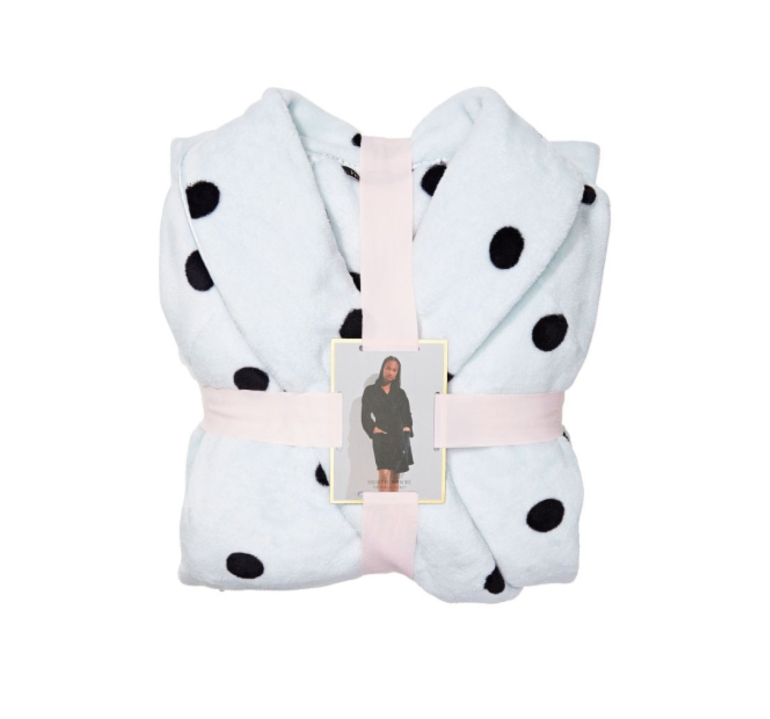 Плюшевий Халат Victoria Secret Logo Short Cozy Robe Blue& Black dot