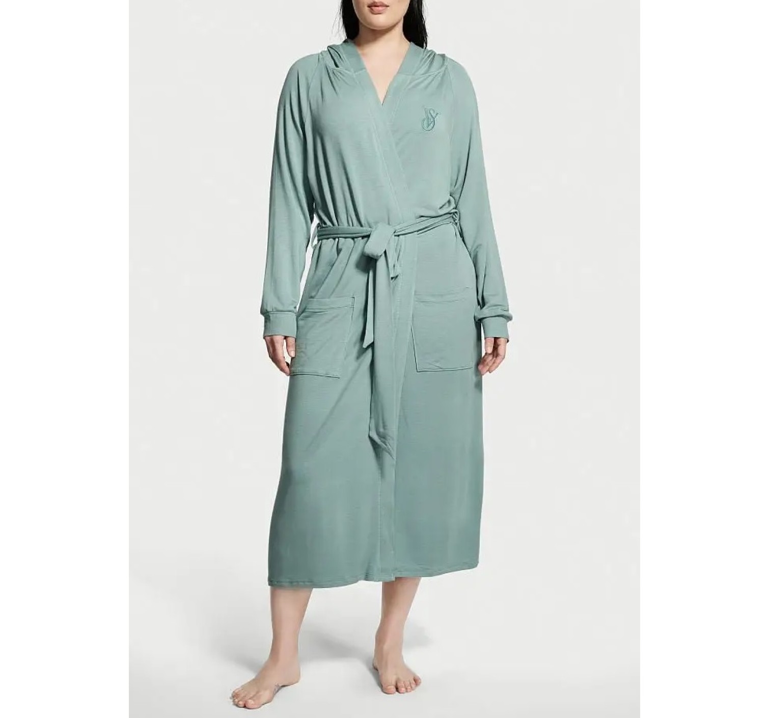 Victoria Secret Modal Terry Hooded Long Robe Mint
