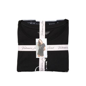 Пижама Victoria’s Secret Cotton Sleep Shirt Boxer Short Set Black Logo