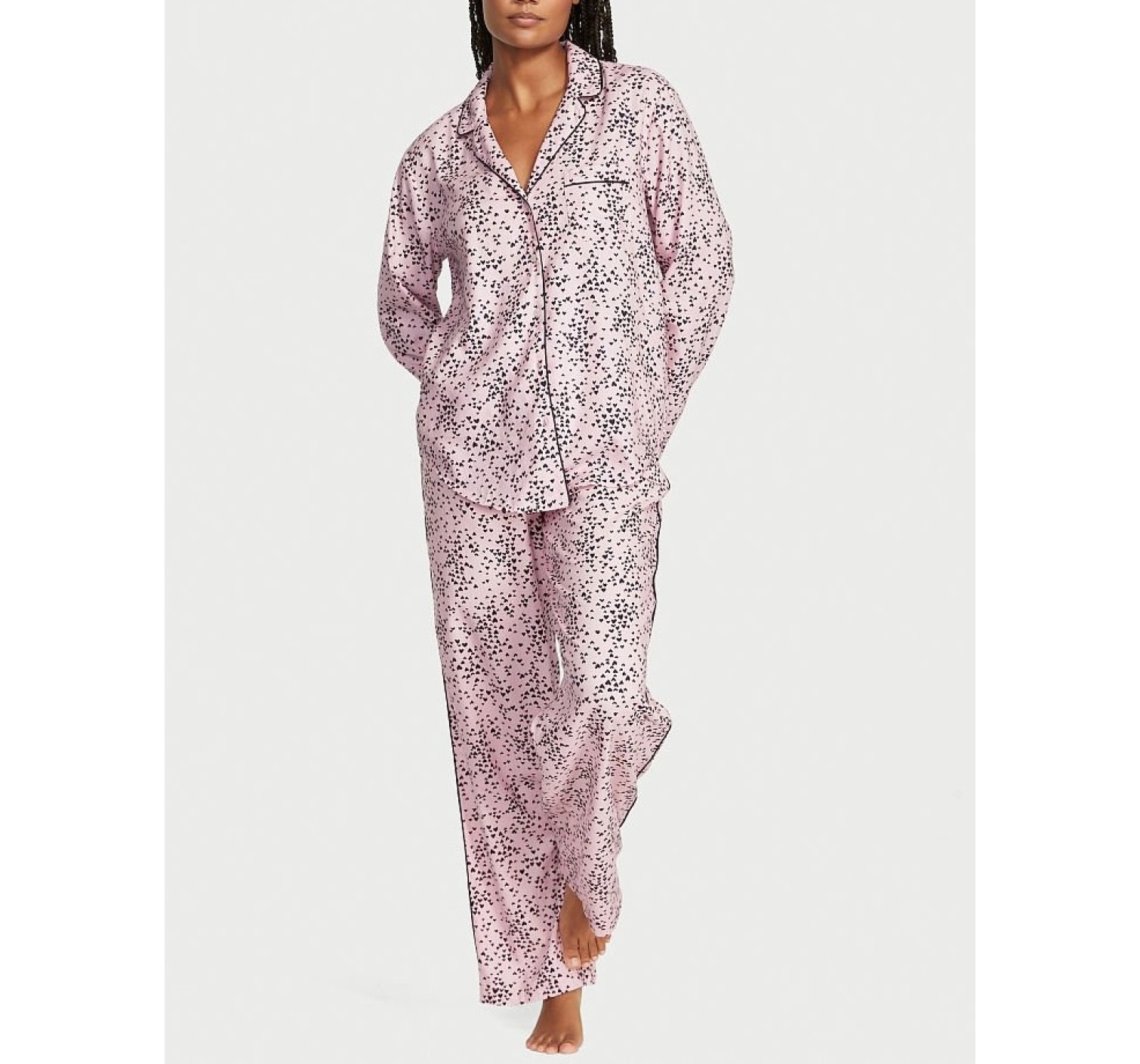 Пижама Victoria’s Secret Flannel Long Pajama Set Babydoll Tiny Hearts