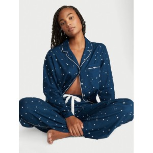 Піжама Victoria's Secret Flannel Long Pajama Set Academy Blue with Stars