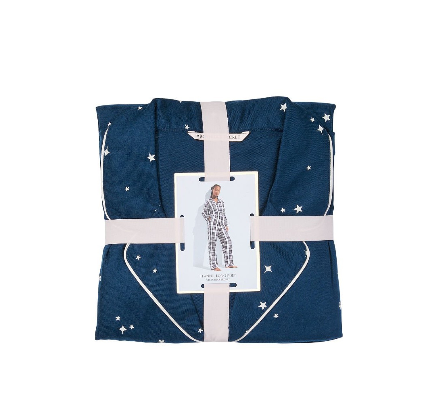 Піжама Victoria's Secret Flannel Long Pajama Set Academy Blue with Stars