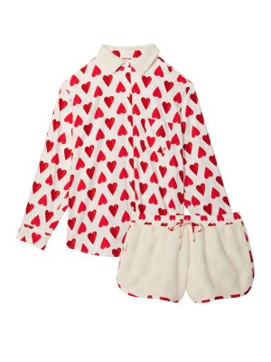 Пижама Plush Fleece Long-Sleeve Flannel PJ Set Heart print❤️