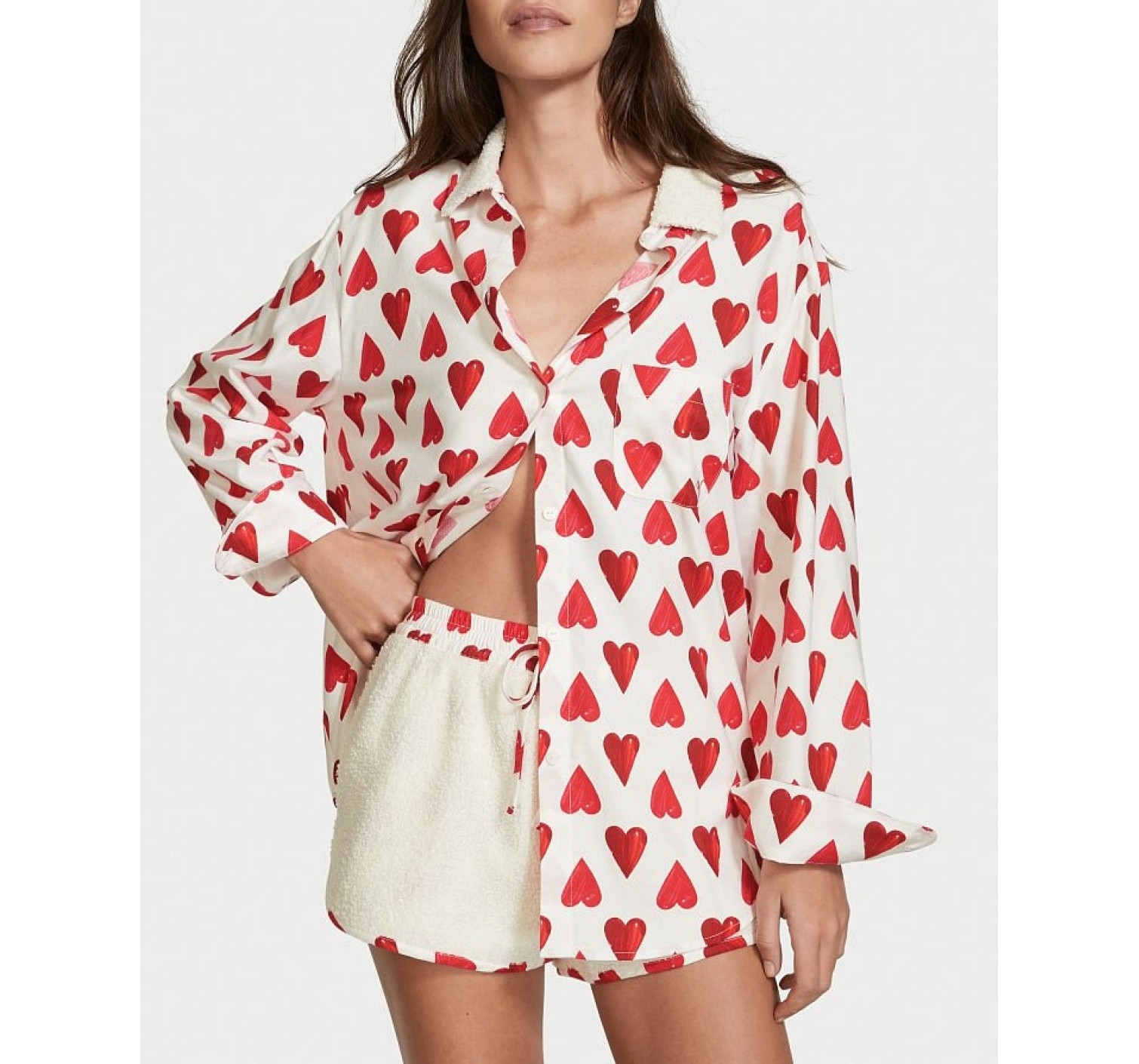 Пижама Plush Fleece Long-Sleeve Flannel PJ Set Heart print❤️