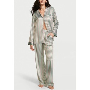 Сатиновая пижама Satin Long Pj Set Green Stripes