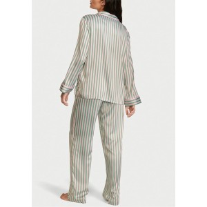 Сатиновая пижама Satin Long Pj Set Green Stripes