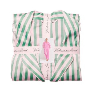 Сатиновая пижама Satin Long Pj Set Green Stripes
