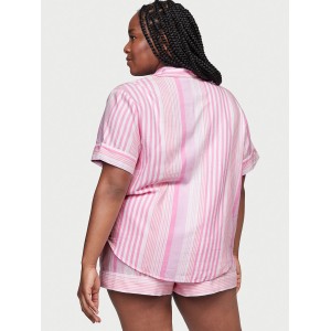 Пижама Flannel Short PJ Set Babydoll Pink Stripe