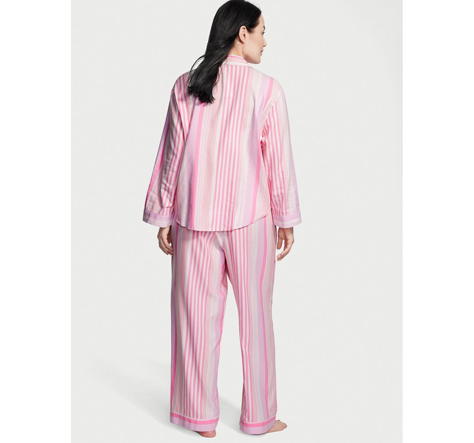 Пижама Victoria’s Secret Flannel Long PJ Set Babydoll Pink Stripe