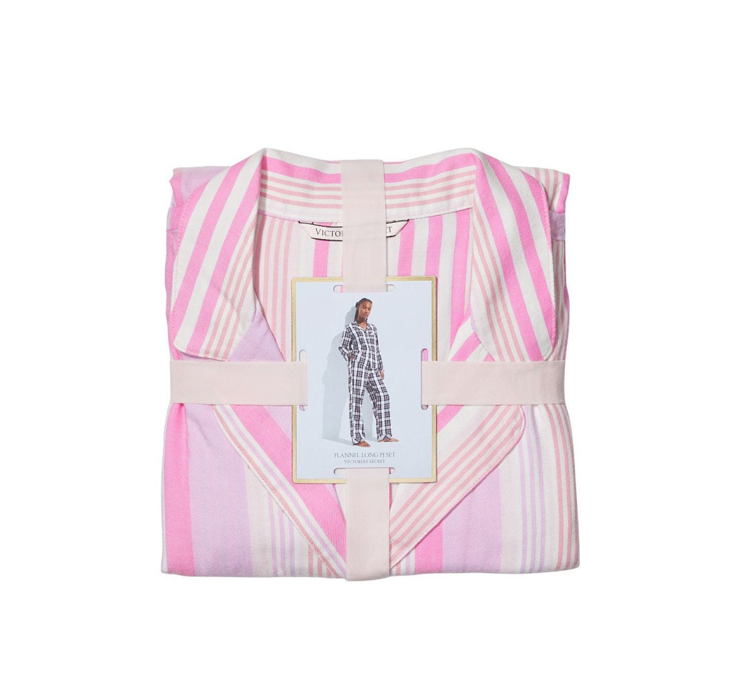 Пижама Victoria’s Secret Flannel Long PJ Set Babydoll Pink Stripe