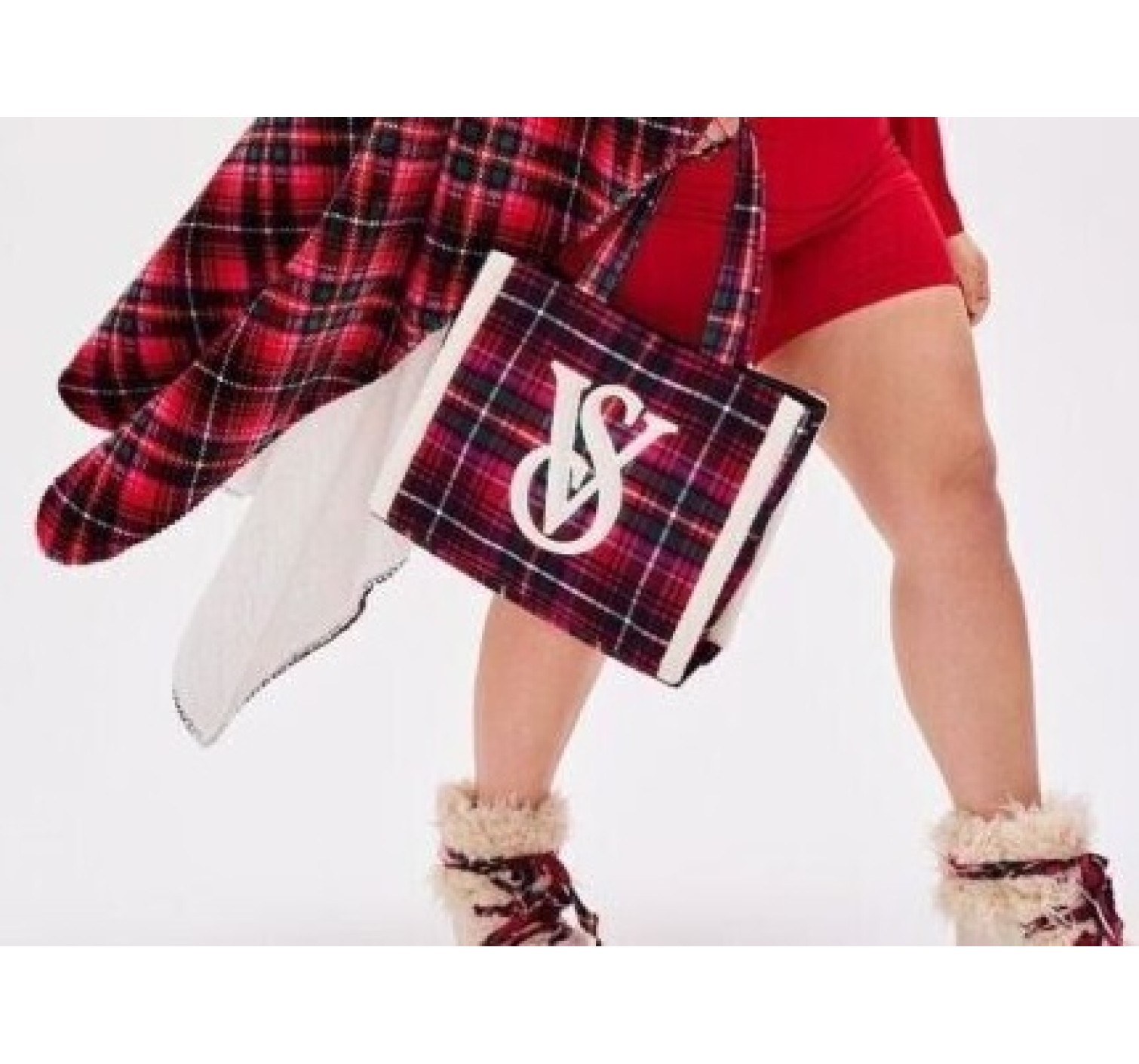 Сумка Victoria’s Secret Cozy Plush Fleece Tote Bag Sherpa Bright Tartan