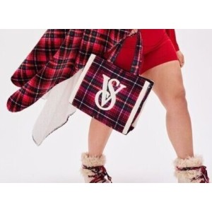 Сумка Victoria’s Secret Cozy Plush Fleece Tote Bag Sherpa Bright Tartan