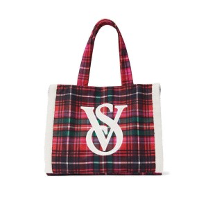 Сумка Victoria’s Secret Cozy Plush Fleece Tote Bag Sherpa Bright Tartan