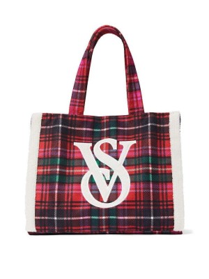 Сумка Victoria’s Secret Cozy Plush Fleece Tote Bag Sherpa Bright Tartan