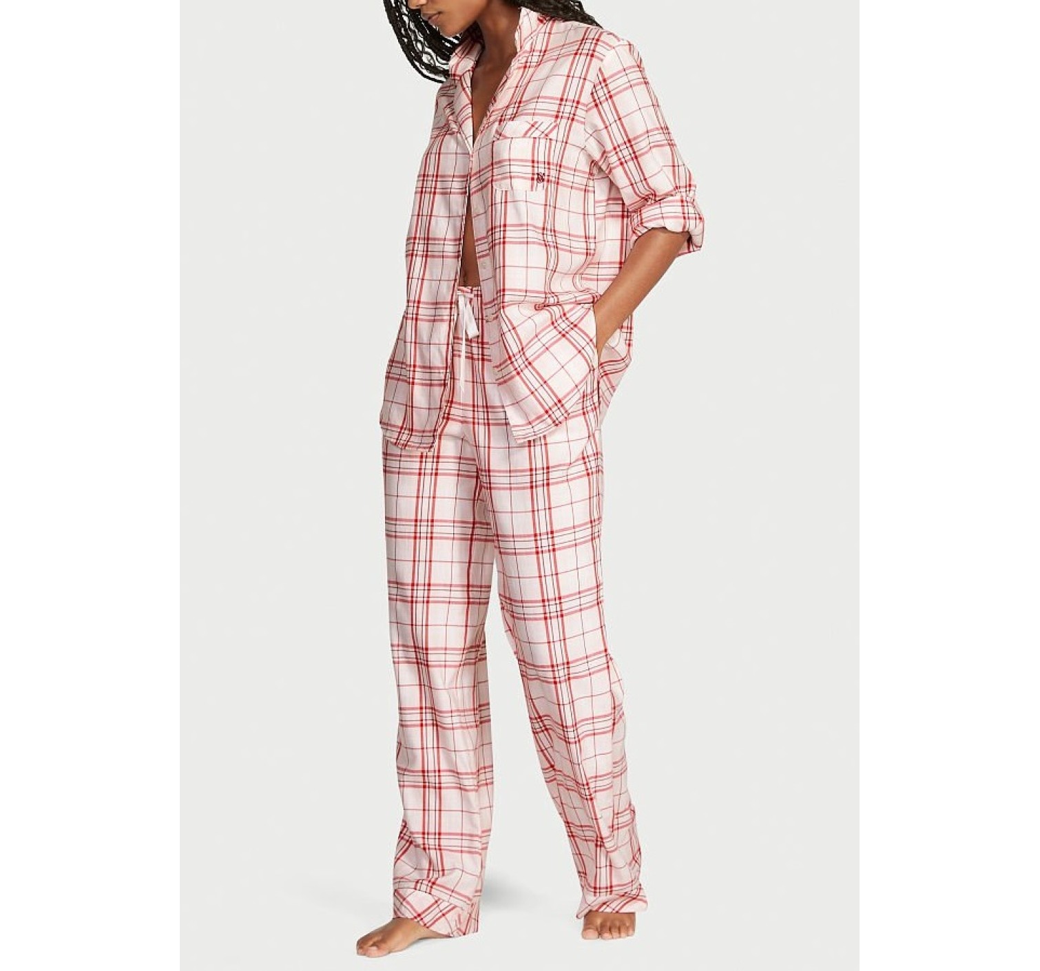 Пижама Victoria’s Secret Flannel Long Pajama Set Peppermint Plaid