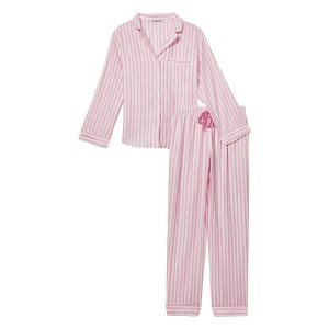 Пижама розовая в полоску Victoria’s Secret Flannel PJ Set Фланелевая с люрексом