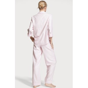 Пижама розовая в полоску Victoria’s Secret Flannel PJ Set Фланелевая с люрексом