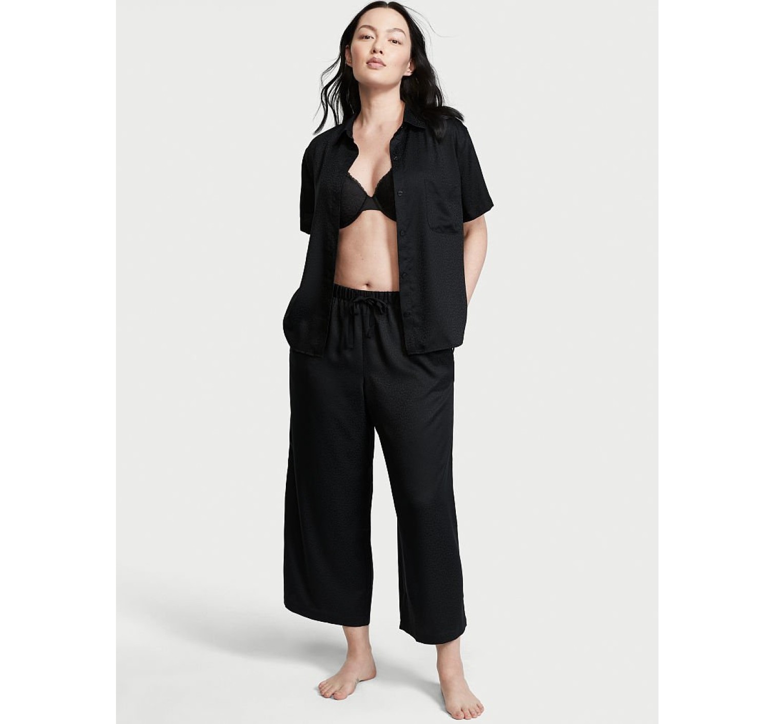 Пижама Victoria’s Secret Satin PJ Set Black