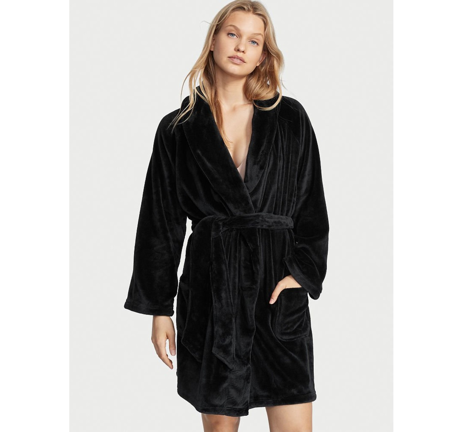 Халат Виктория Сикрет Black Logo Short Cozy Robe