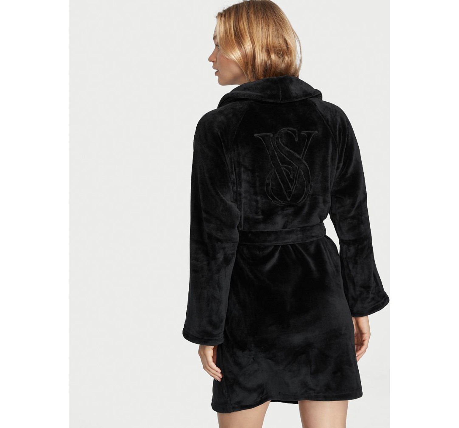 Халат Виктория Сикрет Black Logo Short Cozy Robe