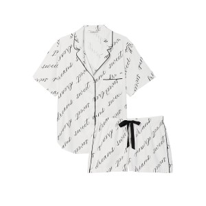 Пижама Victoria’s Secret Flannel Short PJ Set White Sweet Dreams