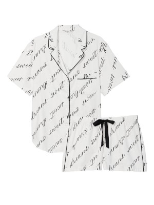 Піжама Victoria's Secret Flannel Short PJ Set White Sweet Dreams