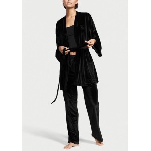 Пижама Victoria’s Secret Velvet 3-Piece Pj Set Black Floral 