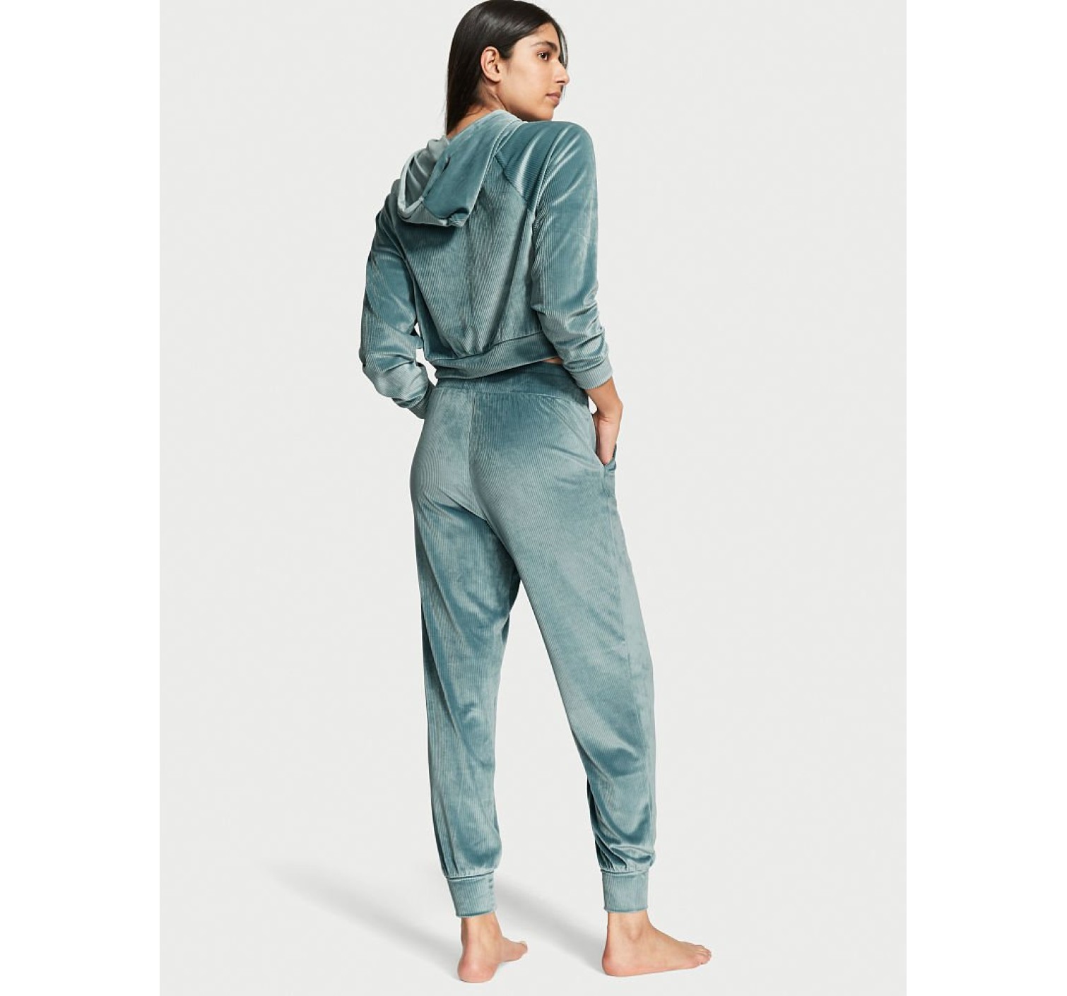 Велюровий костюм Вікторія Сікрет Ribbed Velour Hoodies Jogger French Sage