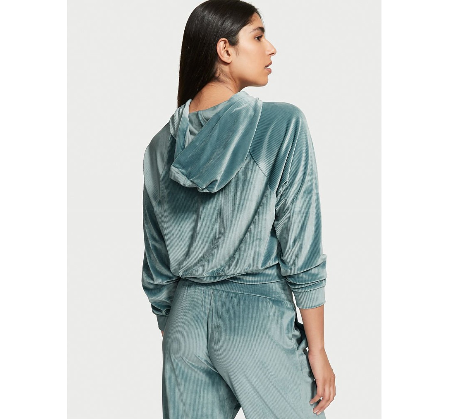 Велюровий костюм Вікторія Сікрет Ribbed Velour Hoodies Jogger French Sage