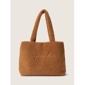 Сумка PINK Cozy Plush Fleece Tote Bag Sherpa Brown