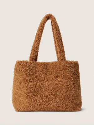 Сумка PINK Cozy Plush Fleece Tote Bag Sherpa Brown