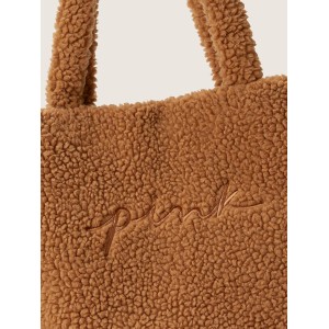 Сумка PINK Cozy Plush Fleece Tote Bag Sherpa Brown