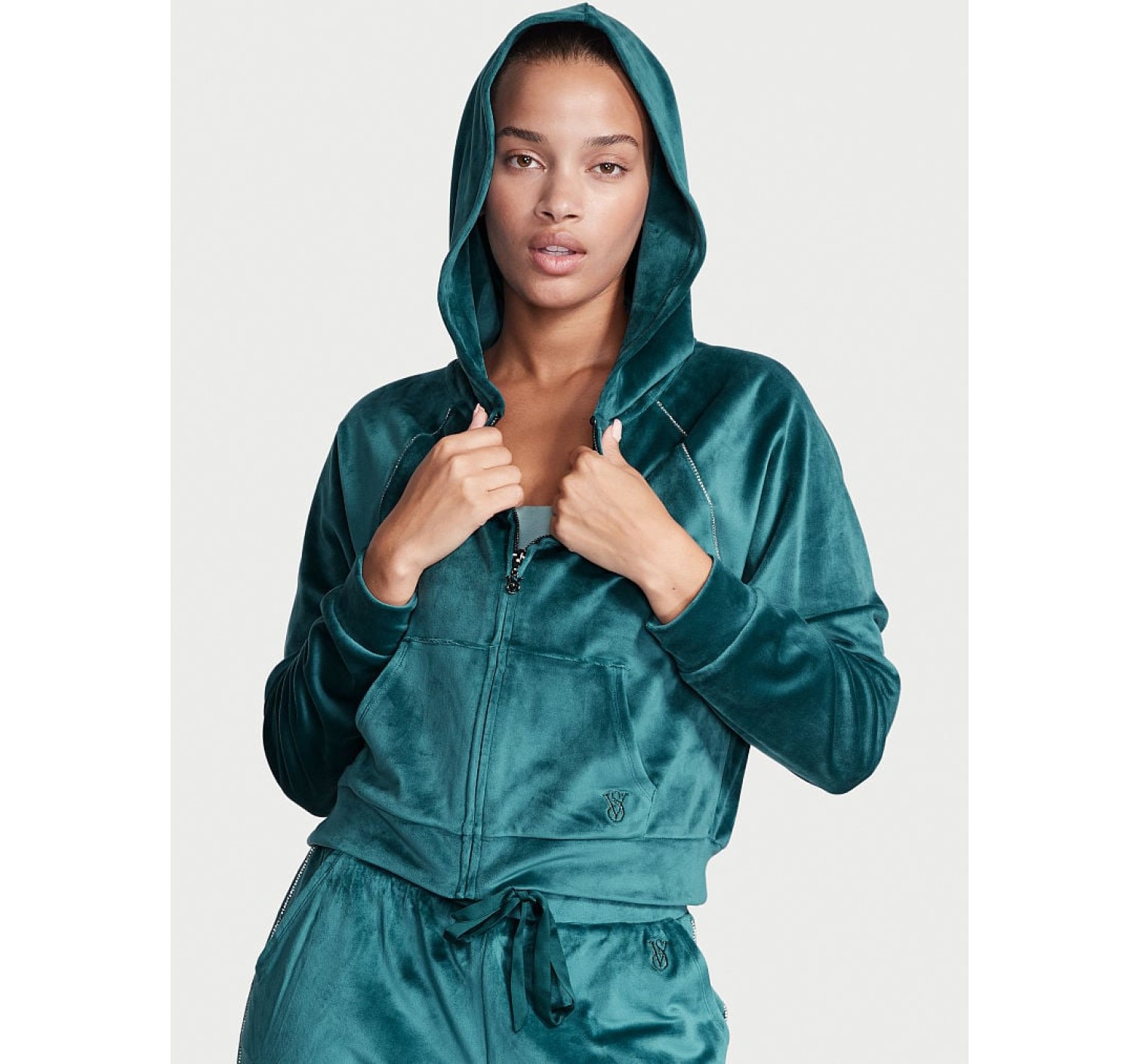 Велюровий спортивний костюм Вікторія Сікрет Diamanté Inset Velour Deepest Green