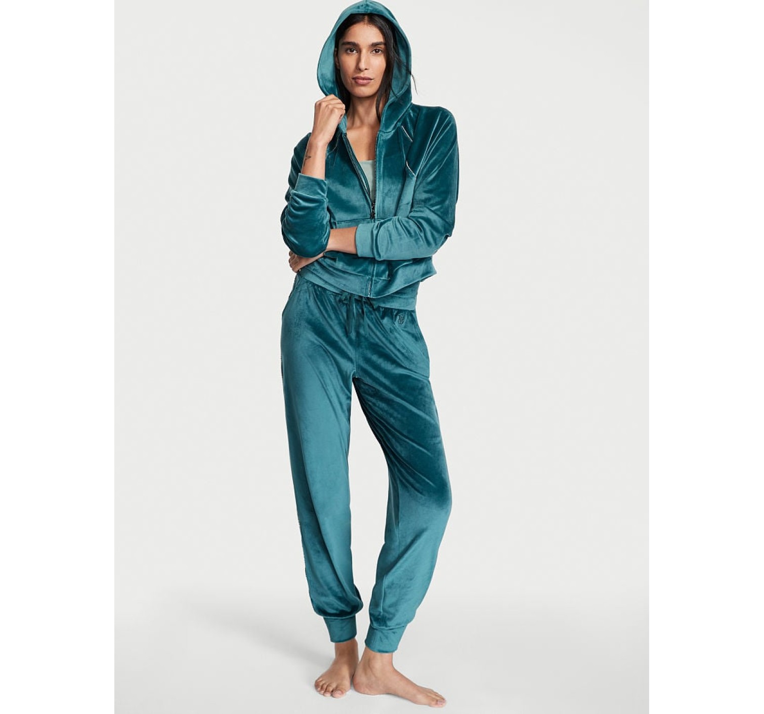 Велюровий спортивний костюм Вікторія Сікрет Diamanté Inset Velour Deepest Green
