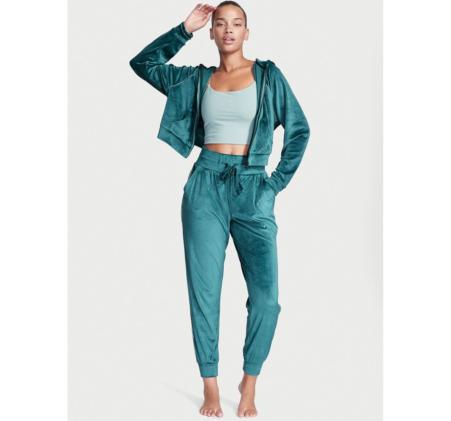 Велюровий спортивний костюм Вікторія Сікрет Diamanté Inset Velour Deepest Green
