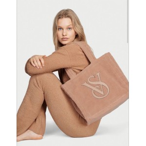 Сумка Victoria’s Secret Cozy Plush Fleece Tote Bag Sherpa Warm Brown
