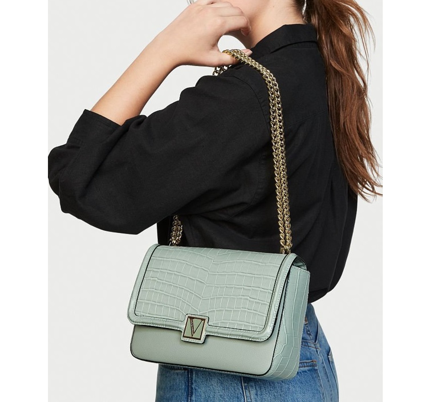 Кросс-боди Виктория Сикрет Medium Shoulder Bag Skyflower Croc