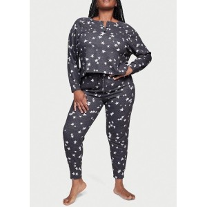 Пижама Glow Waffle Henley and Jogger Set Print stars