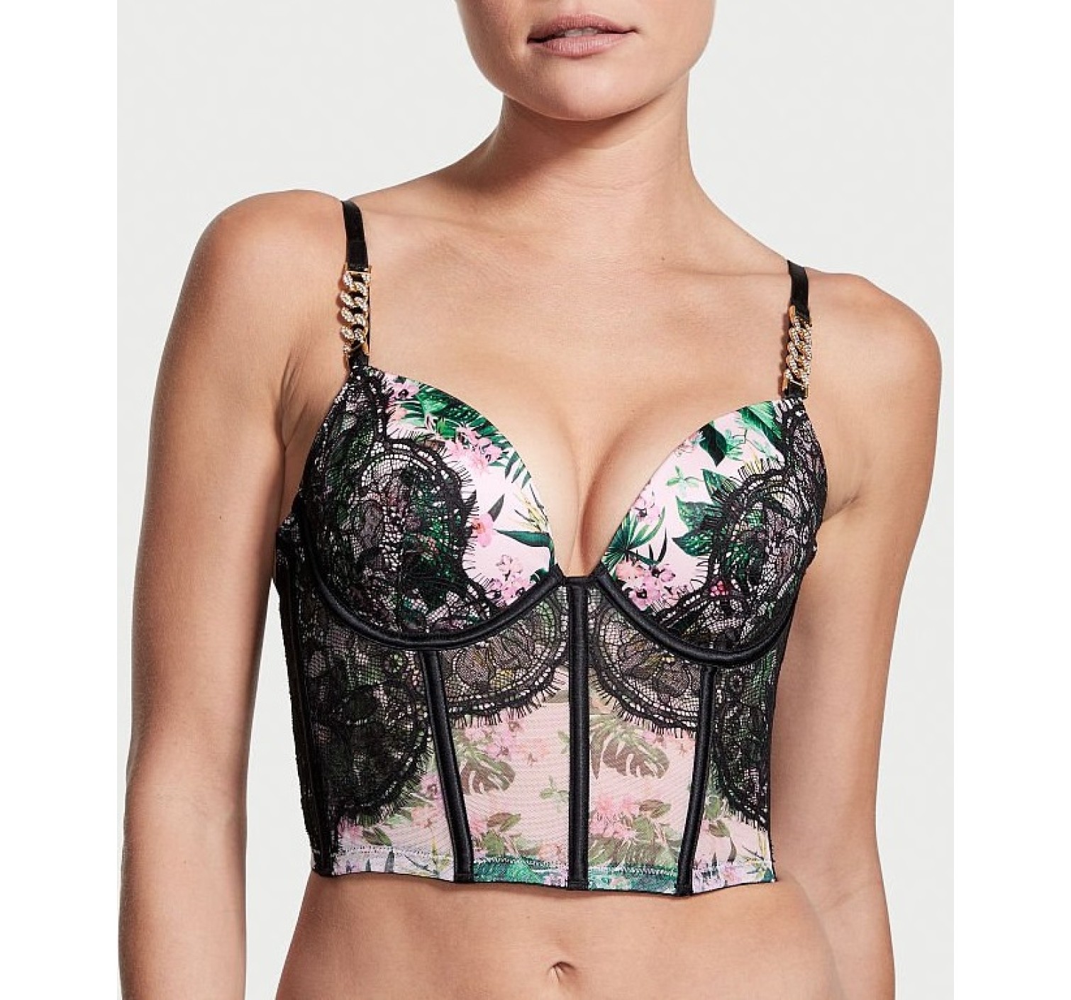 Комплект белья Very Sexy Rhinestone Chain Strap Push-Up Corset Top