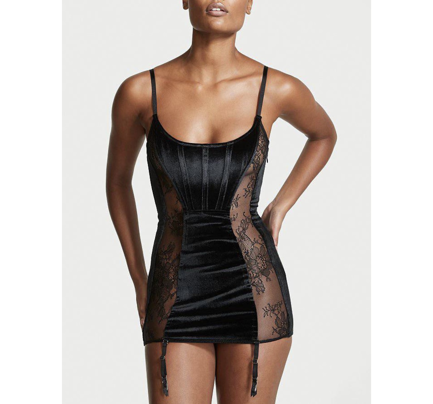 Пеньюар Victoria’s Secret  Black Velvet & Black Lace Babydoll