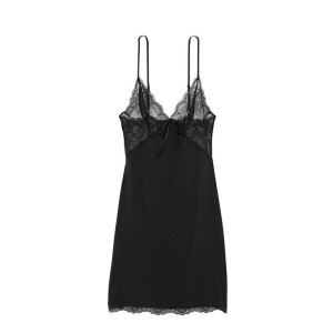Пеньюар Victoria’s Secret Modal Slip Dress Black Lace