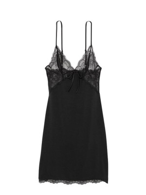 Пеньюар Victoria’s Secret Modal Slip Dress Black Lace