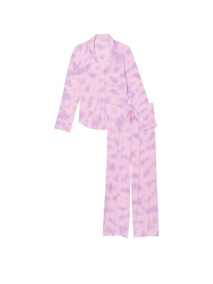 Пижама Victoria Secret Modal Long PJ Set Purple Tie Dye