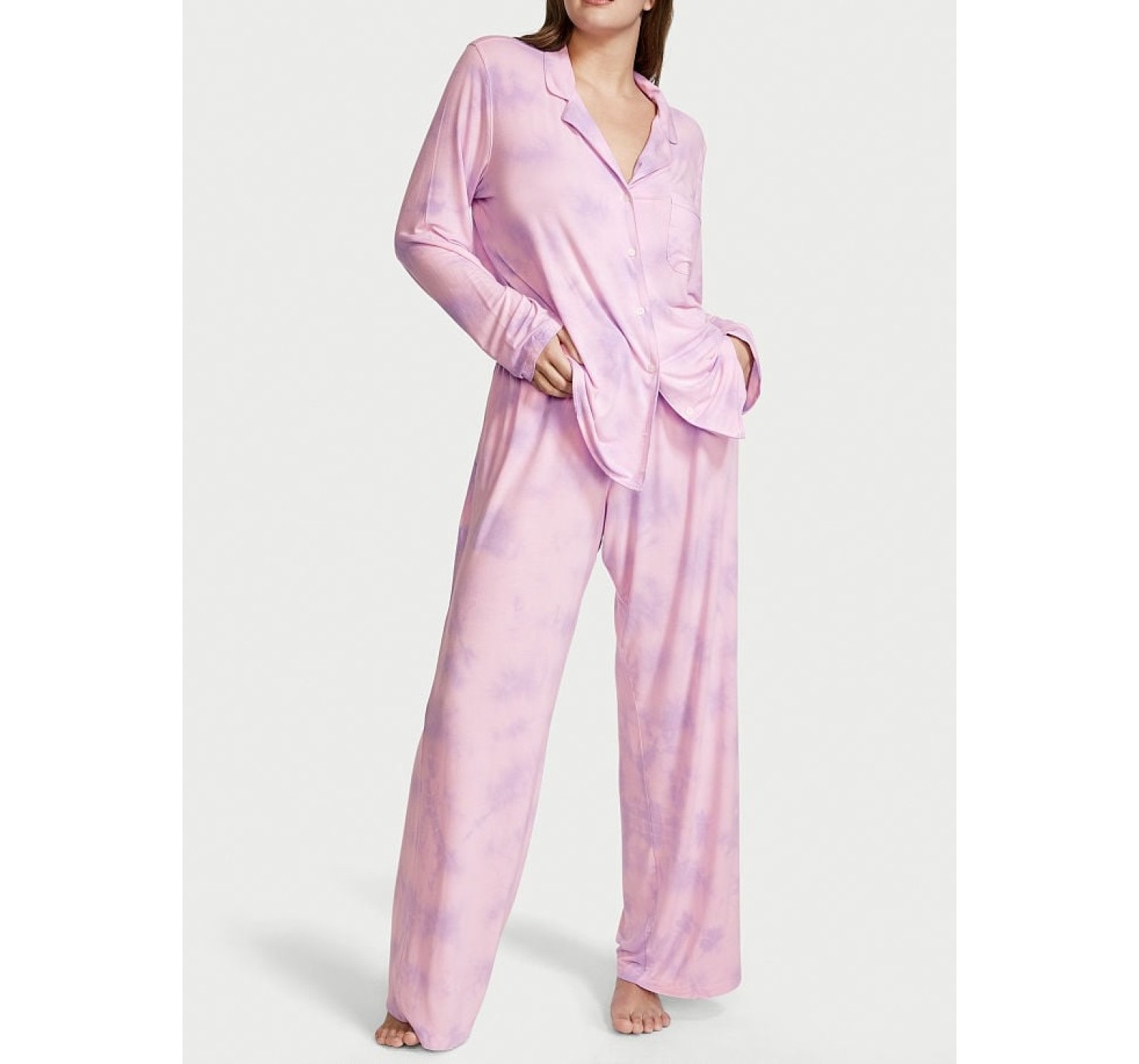 Пижама Victoria Secret Modal Long PJ Set Purple Tie Dye